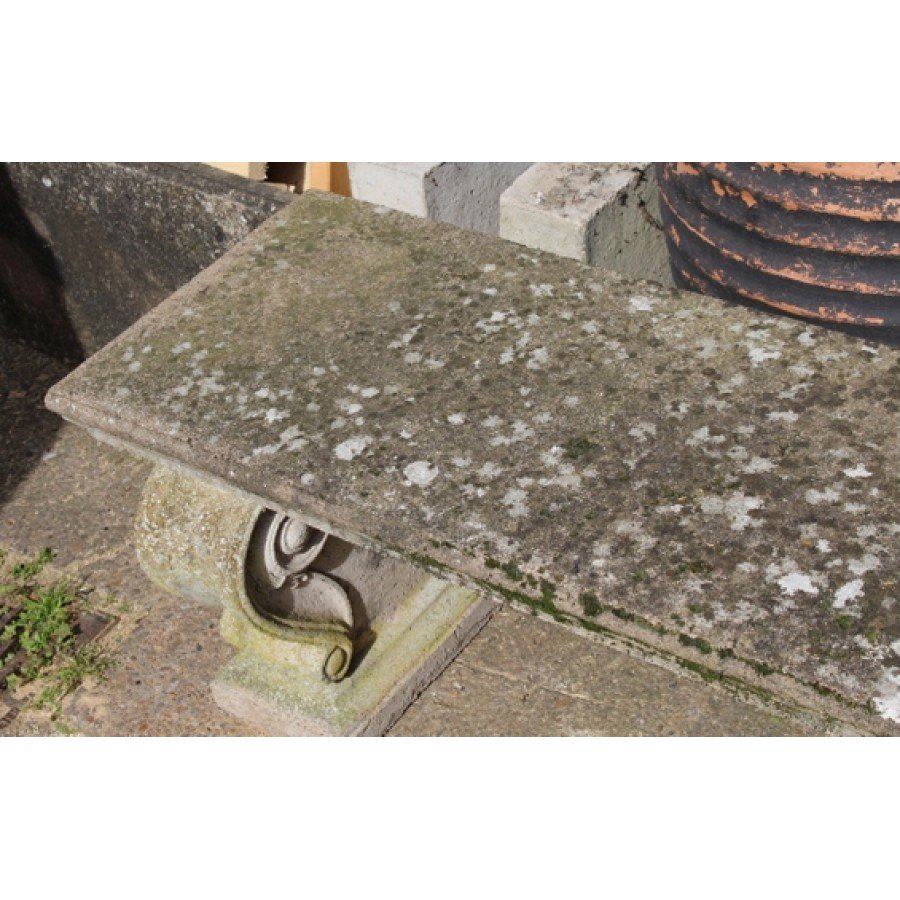 Pair of Reconstituted Stone Weathered Garden Benches